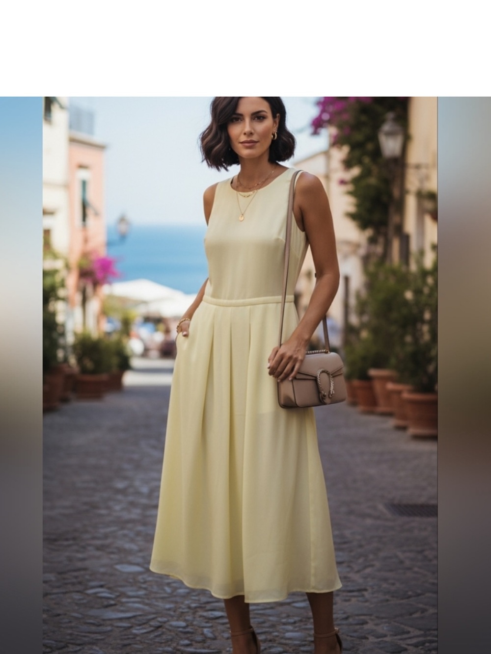 Gucci Pale Yellow Sleeveless Midi Dress